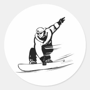 Sticker Rond Planchiste en snowboard Amour Sports Forme physiqu