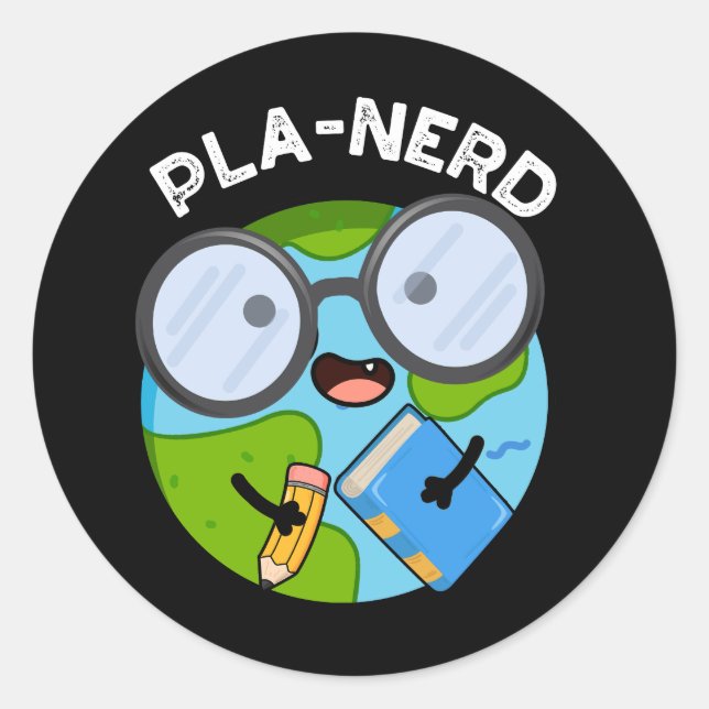 Sticker Rond Planerd Funny Planet Puns Dark BG (Devant)