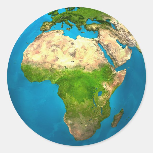 Sticker Rond Planet Earth - Afrique - Colorful Globe. Rendu 3d (Devant)