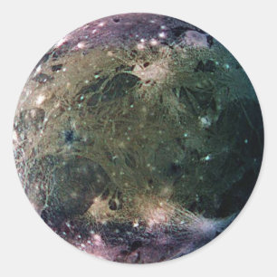 Sticker Rond PLANET JUPITER'S LUNE GANYMEDE (système solaire) ~