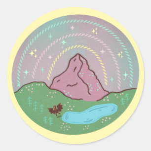 Sticker Rond Planète d'origine de Mothman   Art folklorique cos