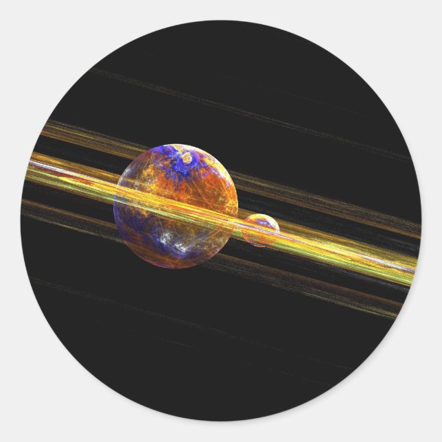 Sticker Rond Planète profonde et Lune (Devant)