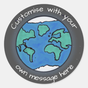 Sticker Rond Planète Terre Globe personnalisée