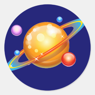 Sticker Rond Planètes colorées