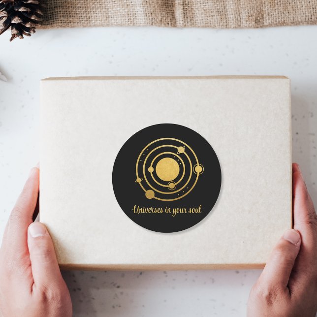 Sticker Rond Planètes du système solaire Gold Foil (Créateur téléchargé)