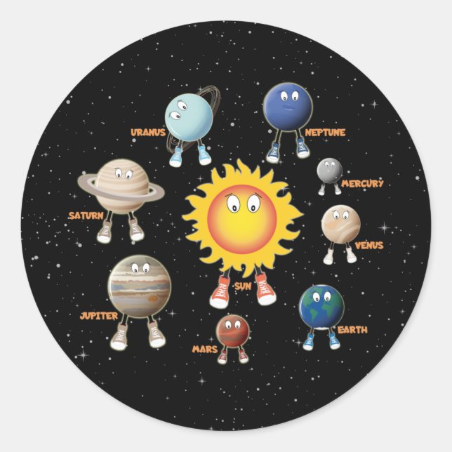 Sticker Rond Planètes et système solaire (Devant)