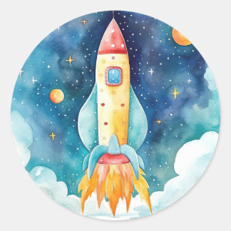 Sticker Rond Planètes spatiales premières