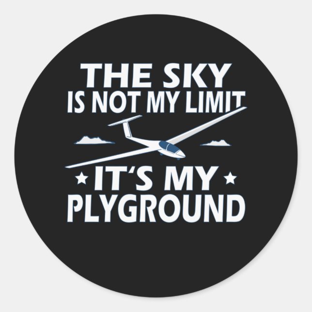 Sticker Rond Planeur Le Ciel N'Est Pas Ma Limite (Devant)