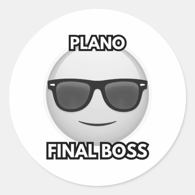 Sticker Rond Plano Final Boss Cool Face Emoji (Devant)