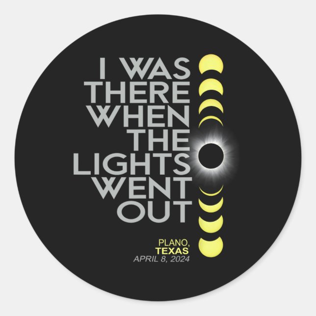 Sticker Rond Plano Texas Total Solar Eclipse 2024 (Devant)