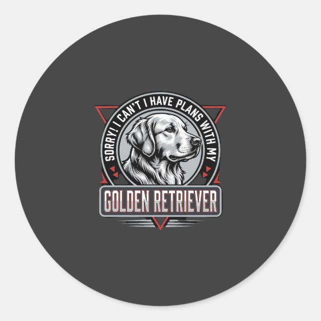 Sticker Rond Plans de Retriever doré Conception de badge de chi (Devant)