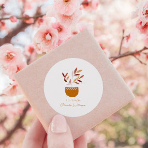 Sticker Rond Plante botanique d'automne Nom personnalisé Don de