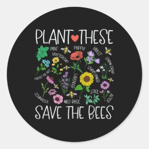 Sticker Rond Plante Ces Sauvez les abeilles Fleur sauvage Jour 