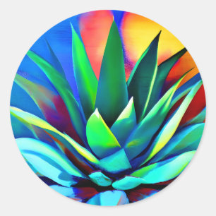 Sticker Rond Plante coloré Agave