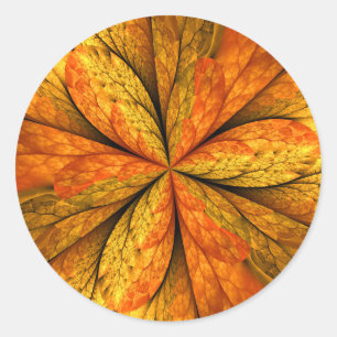 Sticker Rond Plante d'automne, art abstrait moderne de feuille 