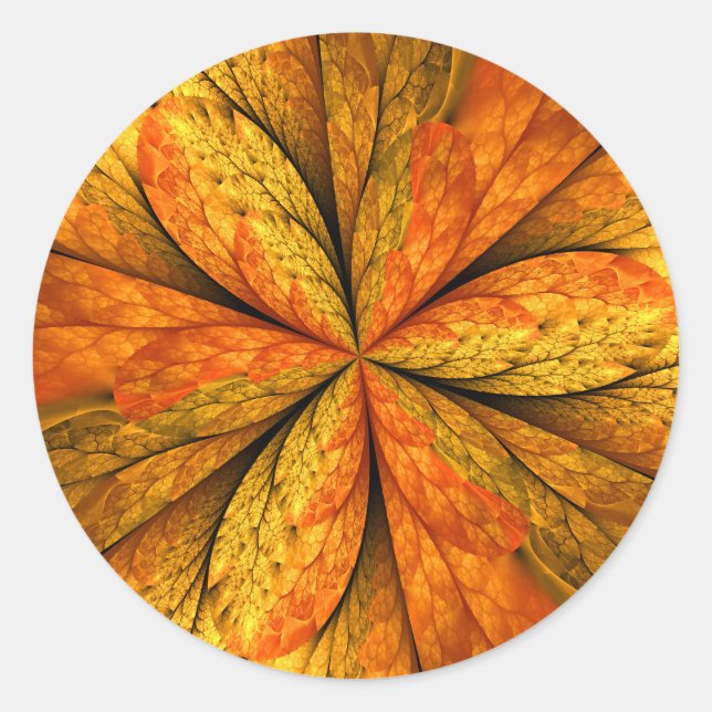 Sticker Rond Plante d'automne, art abstrait moderne de feuille  (Devant)