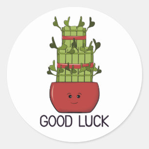 Sticker Rond Plante de bambou chanceux avec salutation