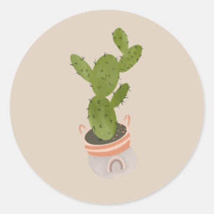 Sticker Rond Plante de cactus moderne dessinée à la main