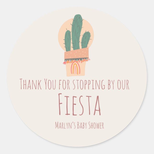 Sticker Rond Plante de cactus moderne en pot Mariage arc-en-cie (Devant)