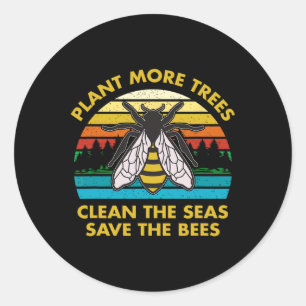Sticker Rond Plante Plus D'Arbres Nettoyer La Mer Sauver Les Ab