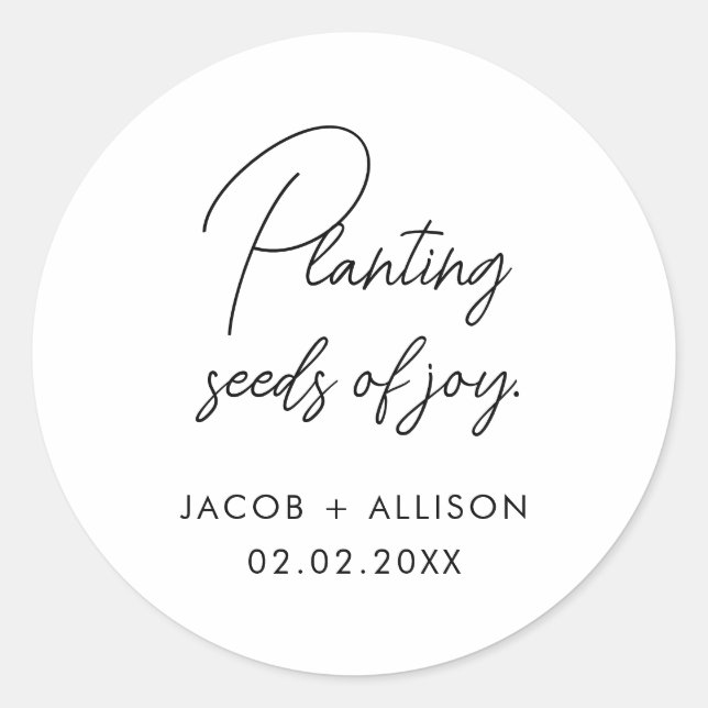 Sticker Rond Planter des graines de joie. (Devant)
