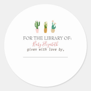 Sticker Rond Plantes de cactus à l'aquarelle Grossesse