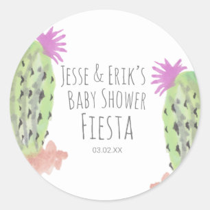 Sticker Rond Plantes de cactus à l'aquarelle peintes à la main 