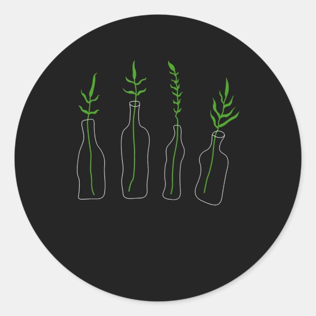 Sticker Rond plantes en bouteilles botany science plante botani (Devant)