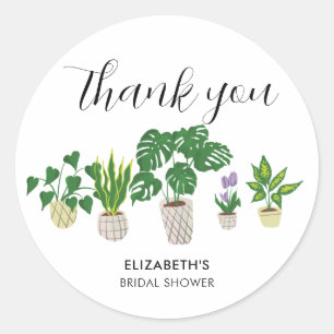 Sticker Rond Plantes en pot Baby Shower de la mariée Remercimen
