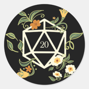 Sticker Rond Plantes et fleurs de dés Druid D20