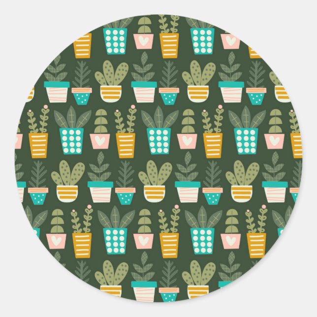 Sticker Rond Plantes succulents (Devant)