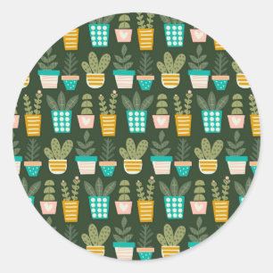 Sticker Rond Plantes succulents