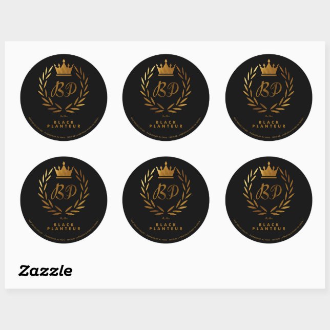 STICKER ROND PLANTEUR NOIR 3 (Feuille)