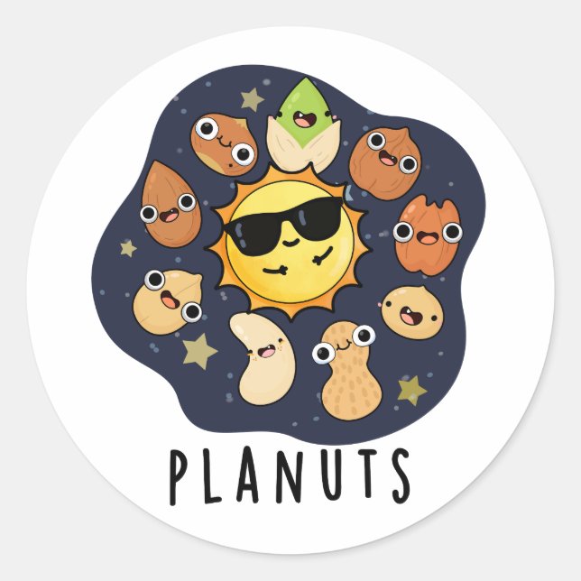 Sticker Rond Planuts Funny Astronomie Nuts Pun (Devant)