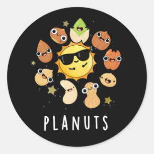 Sticker Rond Planuts Funny Astronomie Nuts Pun Dark BG