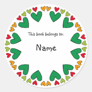 Sticker Rond Plaque avec bordure carrée verte et rouge