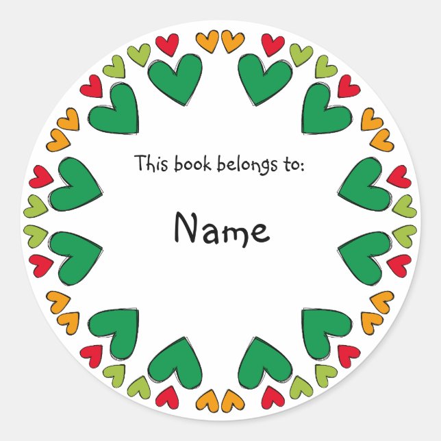 Sticker Rond Plaque avec bordure carrée verte et rouge (Devant)