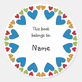 Sticker Rond Plaque avec coeur coloré