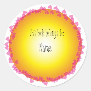 Sticker Rond Plaque avec coeur rose