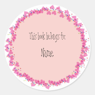 Sticker Rond Plaque avec des coeurs mignons