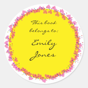 Sticker Rond Plaque avec des coeurs mignons