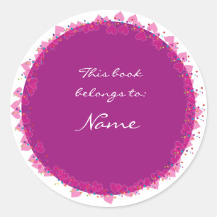 Sticker Rond Plaque avec des coeurs mignons