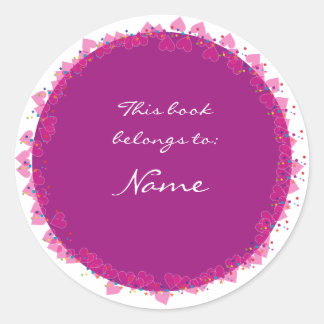 Sticker Rond Plaque avec des coeurs mignons