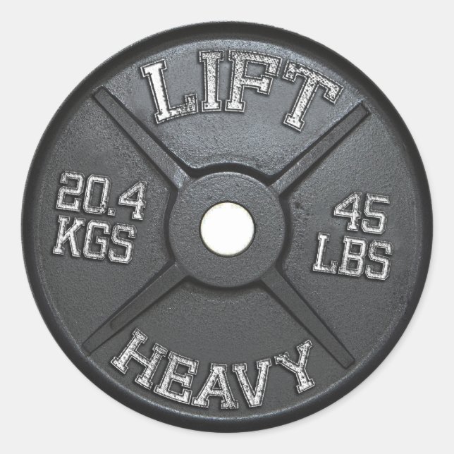 Sticker Rond Plaque Barbell - Ascenseur Lourd (Devant)