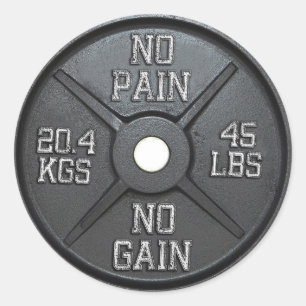 Sticker Rond Plaque Barbell - Pas de douleur Pas de gain