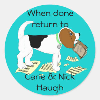 Sticker Rond Plaque Beagle à mâcher