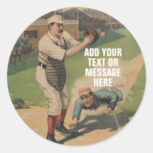 Sticker Rond Plaque de base de jeu de baseball vintage