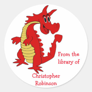 Sticker Rond Plaque de conception Red Dragon