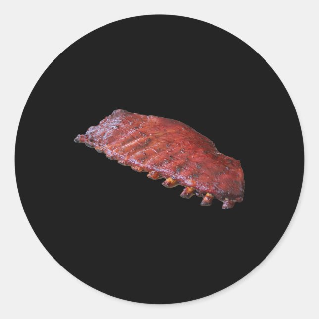 Sticker Rond Plaque de côtes de porc BBQ  (Devant)