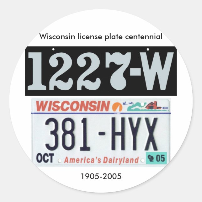 Sticker Rond Plaque de licence du Wisconsin Centennial (Devant)